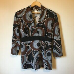 Y2K Carol Rose Retro 70s Groovy Tie Up Wrap Top Made in USA